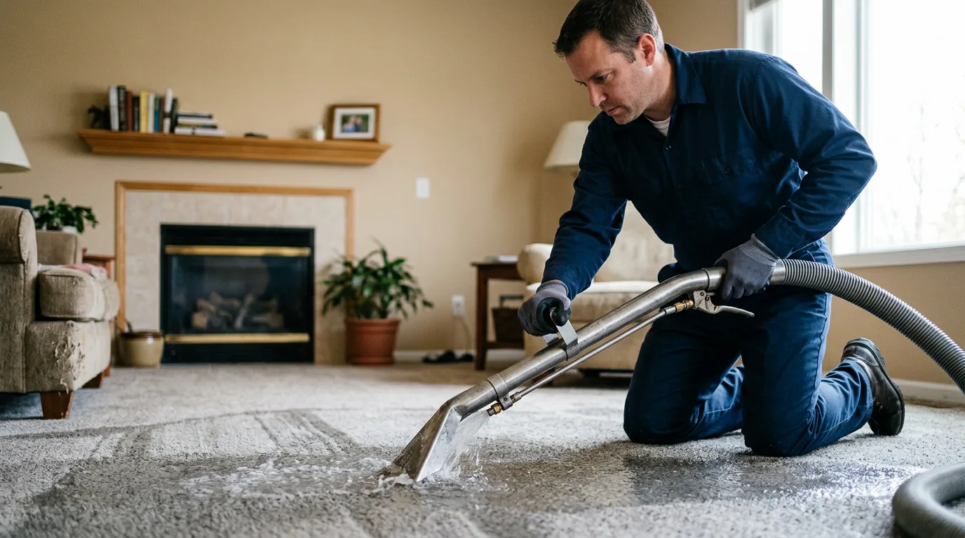 Water damage restoration technician working near Ocean Beach, NY